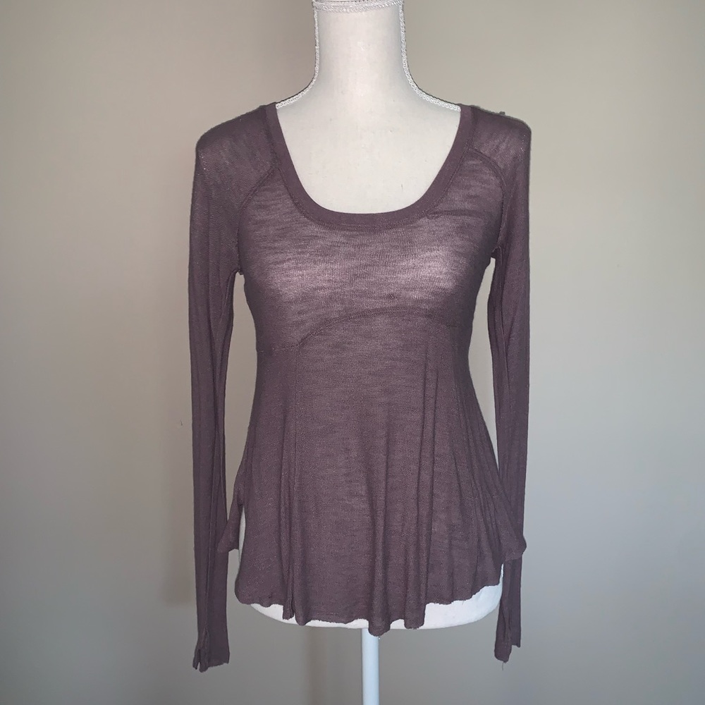 Sheer scoop neck long sleeve